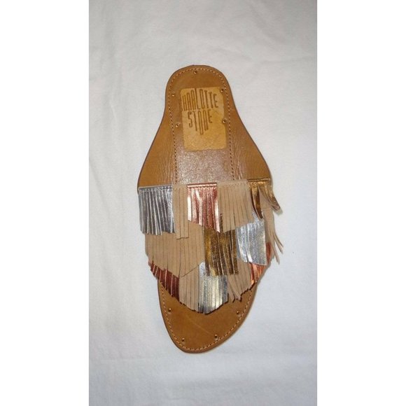 Charlotte Stone Odell Fringe Suede Sandals Slides - Picture 7 of 11